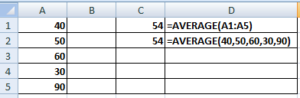 Example of Average Formula