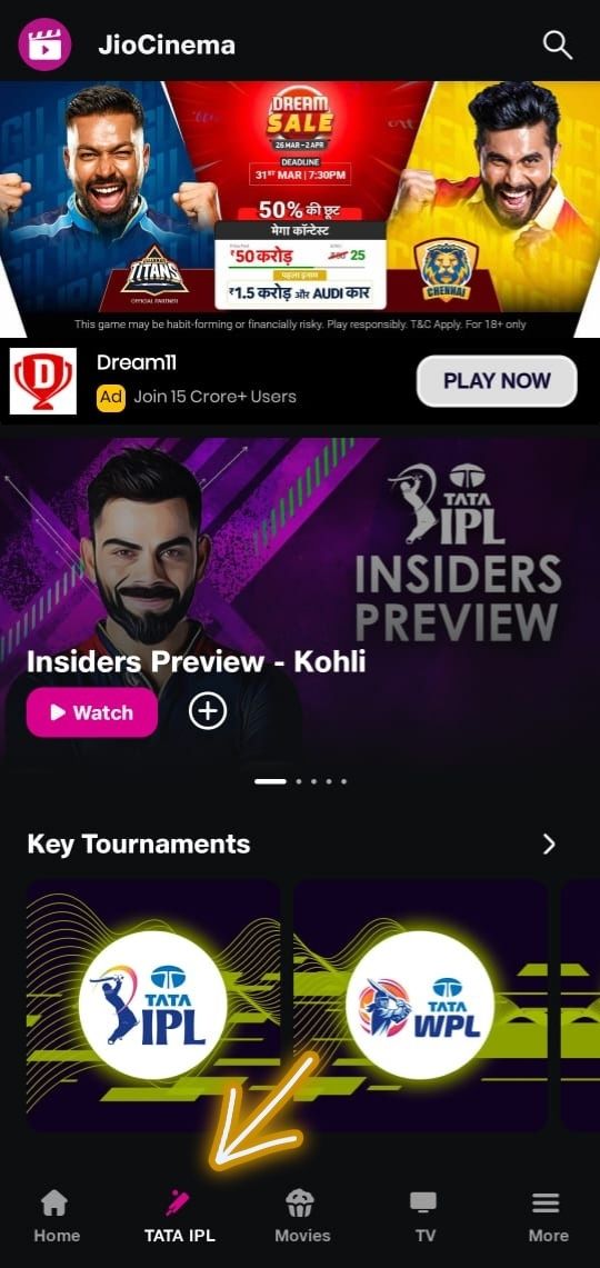 Tata IPL on Jio Cinema