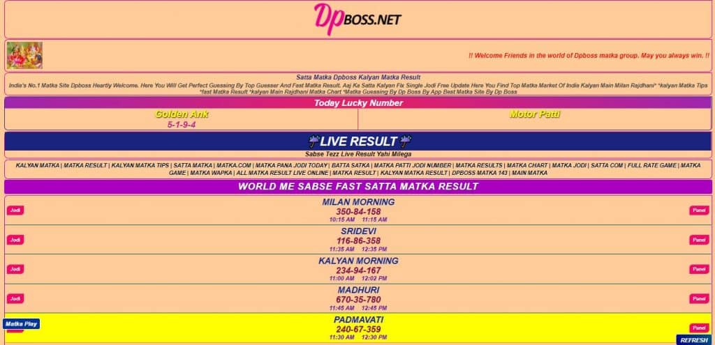 DP Boss - DP Boss Result Chart, DP BOSS.Net